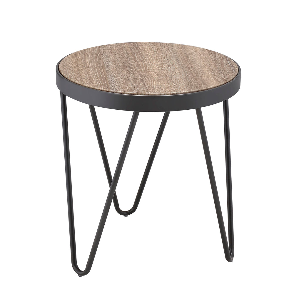 Urban Designs Industrial Flare End Table - Weathered Gray Oak