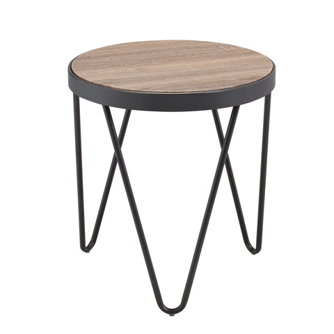 Urban Designs Industrial Flare End Table - Weathered Gray Oak