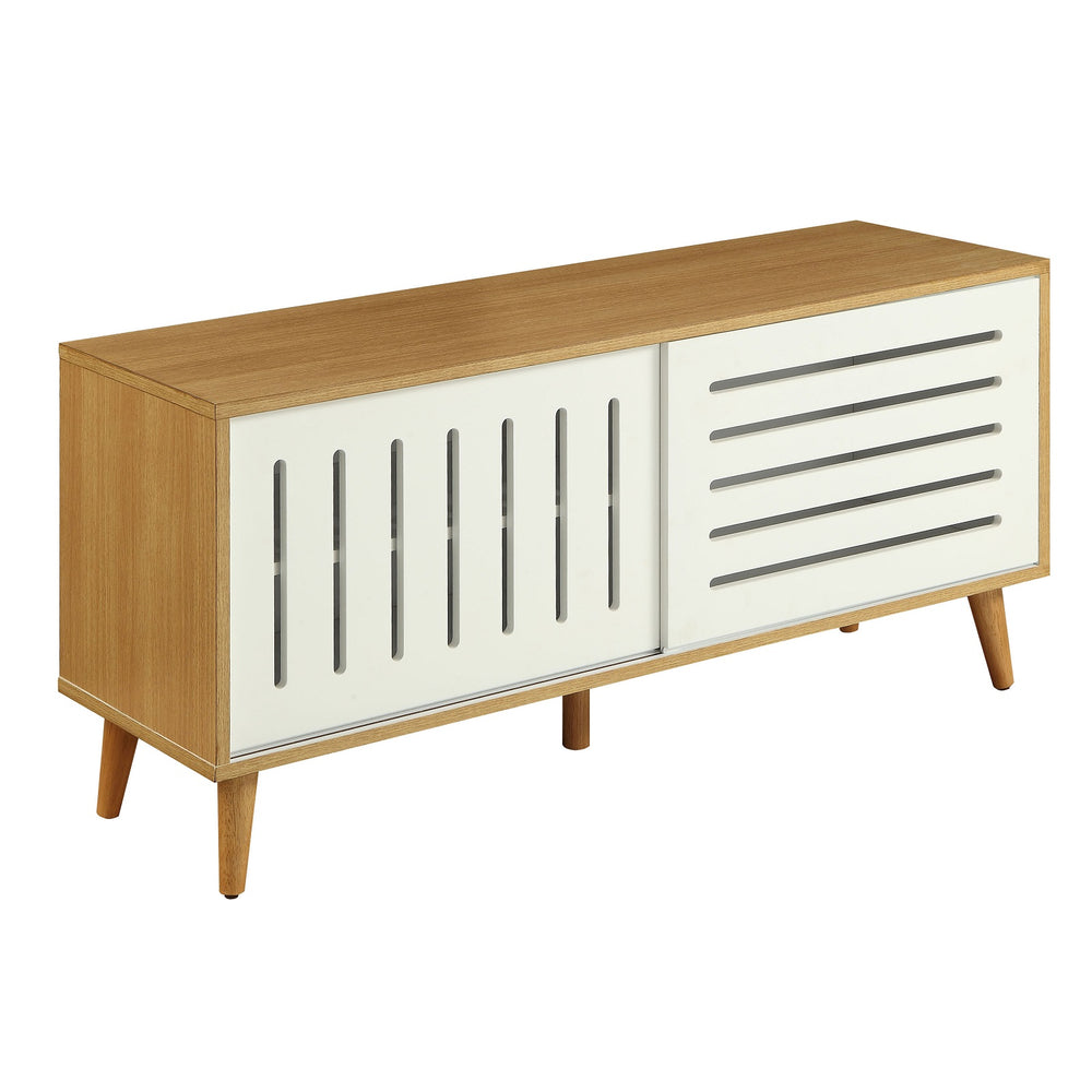 Urban Designs Console Table With Sliding Doors - Natural and White