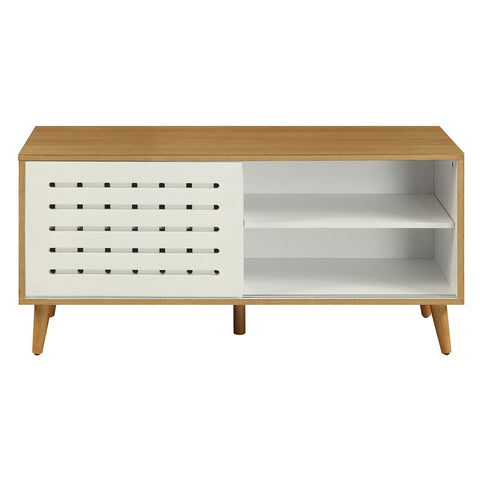 Urban Designs Console Table With Sliding Doors - Natural and White