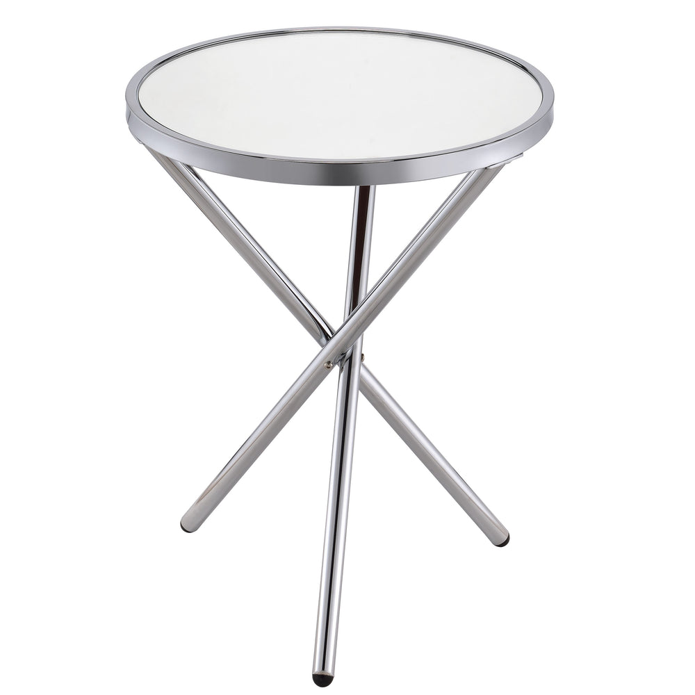 Urban Designs Halo Accent Side Table - Mirror and Chrome