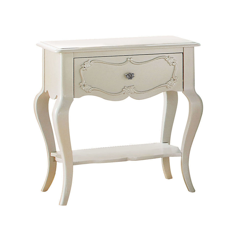 Urban Designs Rose Scalloped Apron Nightstand - Pearl White