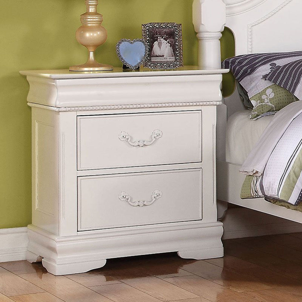 Urban Designs 2-Drawer Nightstand with Hidden Drawer - White