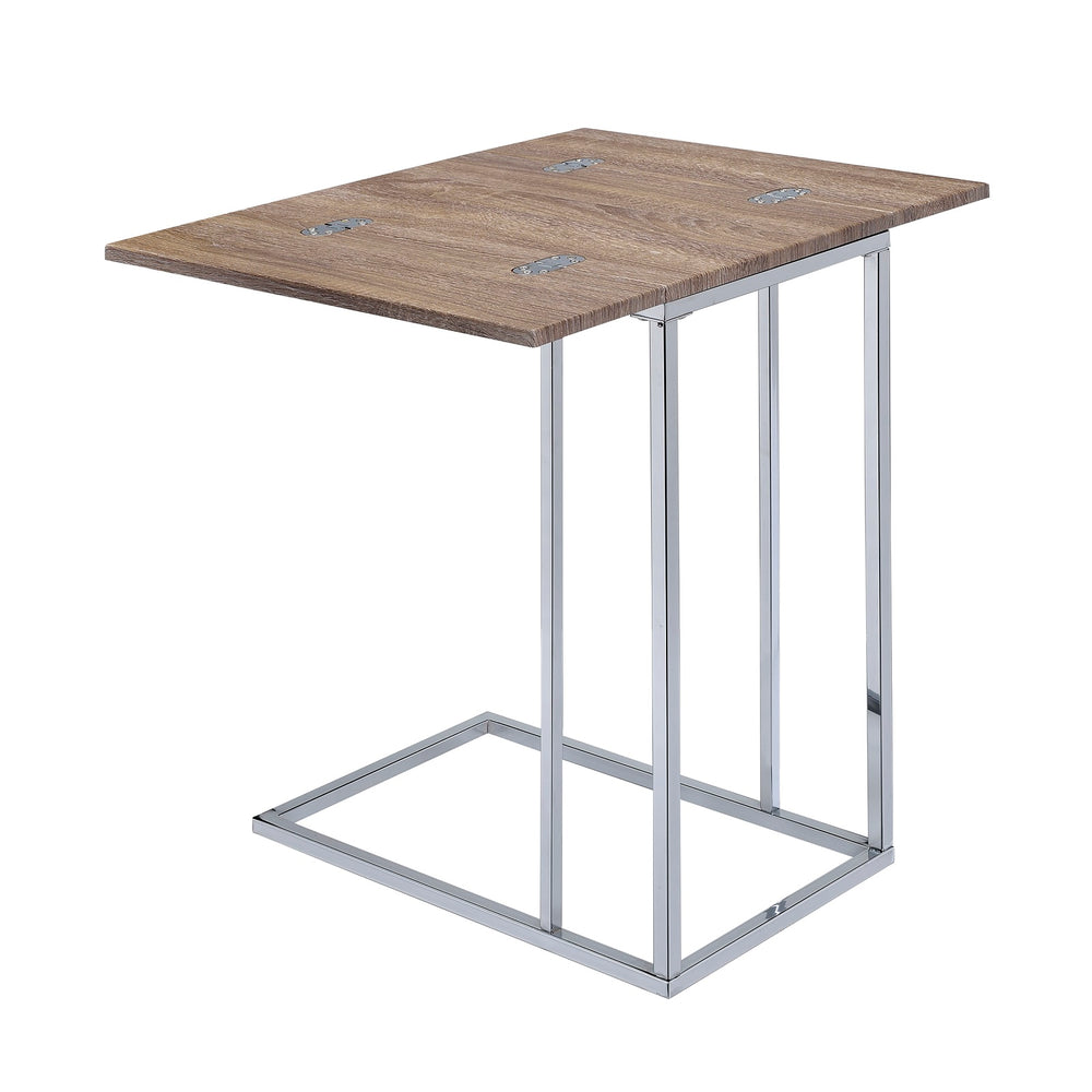 Urban Designs Bremen Chrome Accent Side Table - Weathered Oak