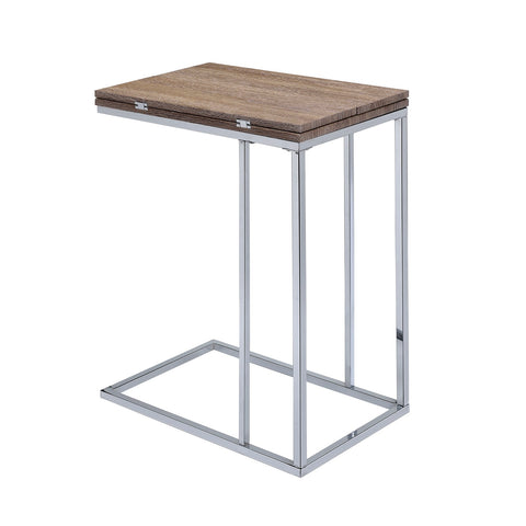 Urban Designs Bremen Chrome Accent Side Table - Weathered Oak