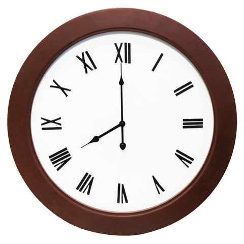 Urban Designs 26" Round Wooden Clock Accent Table - Brown