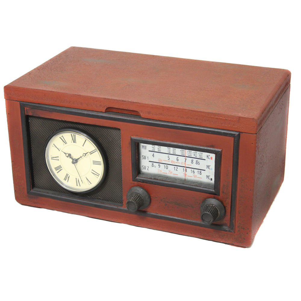 Vintage Radio Replica Storage Box and Working Clock