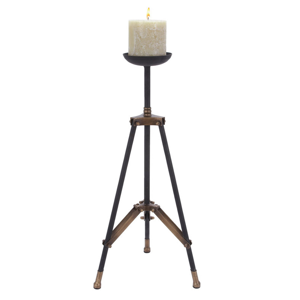 Urban Designs 24-inch Metal Tripod Candle Holder - Black & Gold