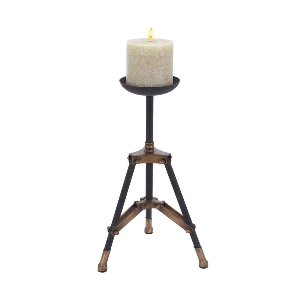 16-inch Metal Tripod Candle Holder - Black & Gold