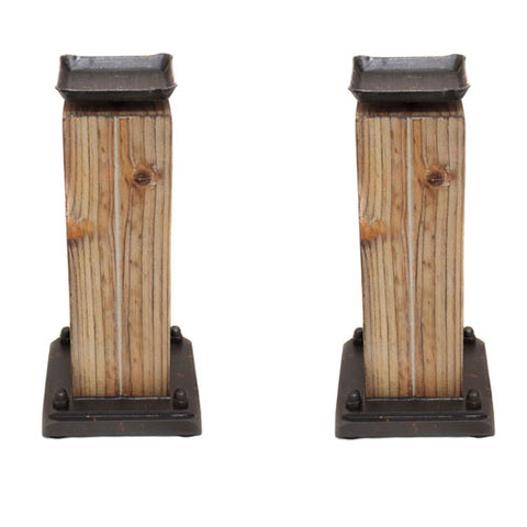 Rustic Serenity Raw Wooden Handcrafted Candle Holders - Set of 2