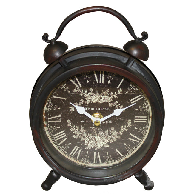 Antique-Style Henri Dupont Weathered Desk Accent Mantle Clock