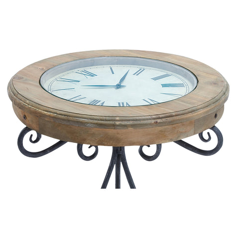 Urban Designs Natural Exposed Wood Round Clock Accent Table