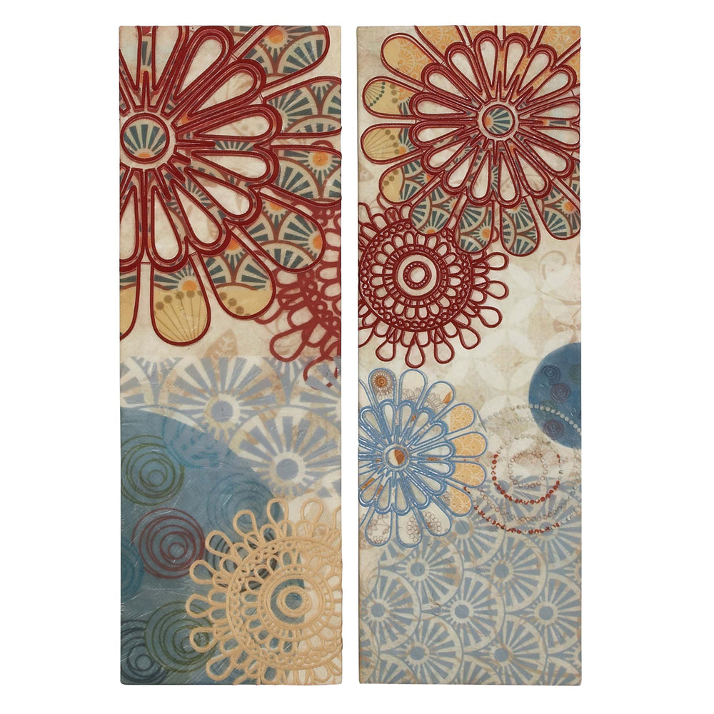 Flower Burst Embroidery Canvas 2-Piece Wall Art Decor