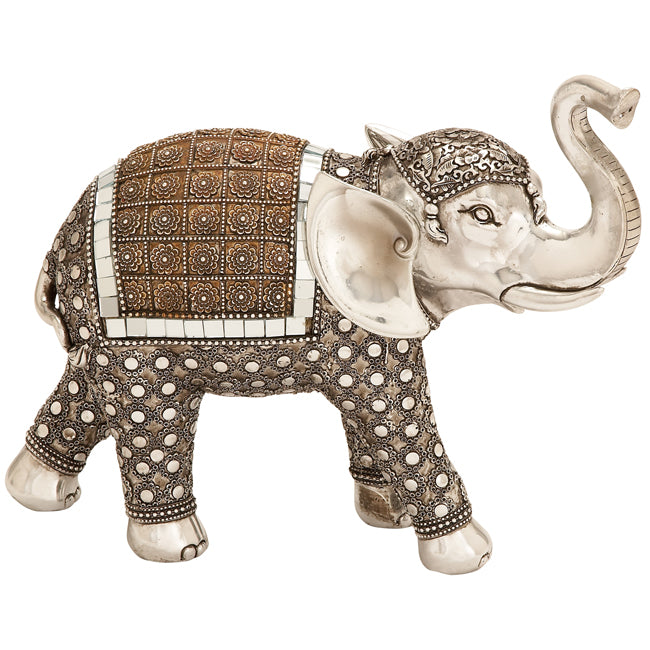 Urban Designs Lucky Standing Elephant Collectible Statue Figurine - Silver