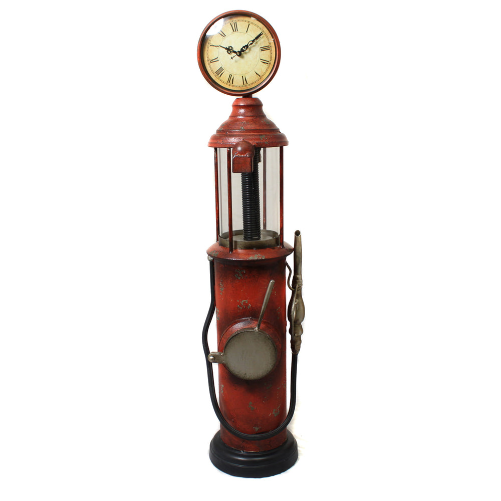 Weathered Handcrafted Retro Gas Pump Decorative Clock