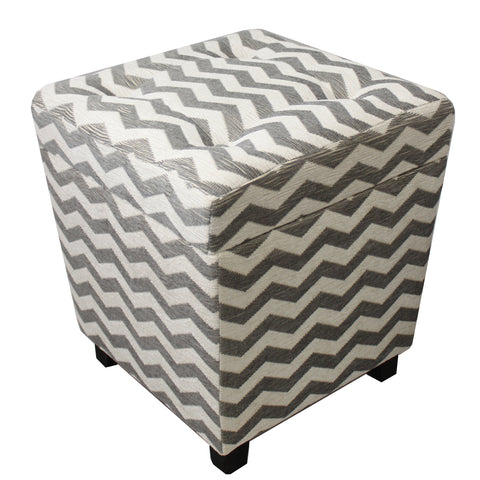 Urban Designs Square Chevron Fabric Storage Trunk Ottoman - Set of 2