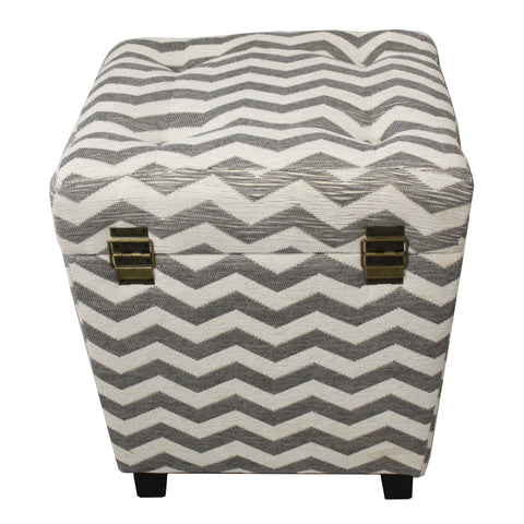 Urban Designs Square Chevron Fabric Storage Trunk Ottoman - Set of 2