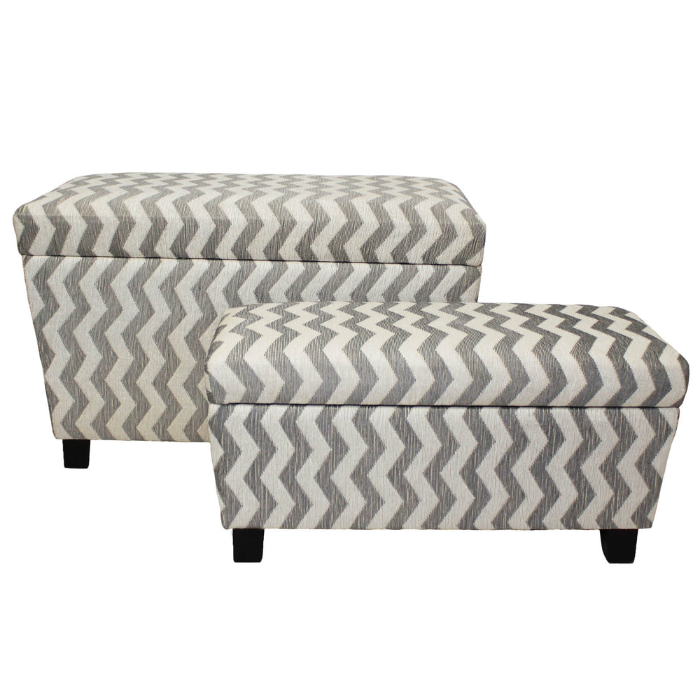 Urban Designs Chevron Fabric Storage Trunk Ottoman - Set of 2