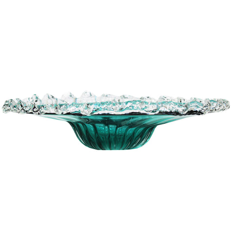 Urban Designs Rippled Decorative Glass Bowl - Aqua