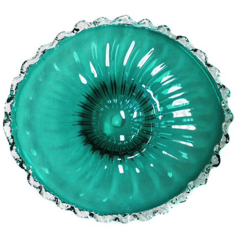 Urban Designs Rippled Decorative Glass Bowl - Aqua