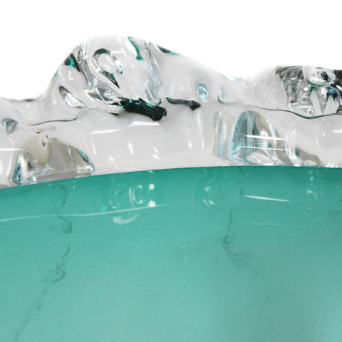 Urban Designs Rippled Decorative Glass Bowl - Aqua