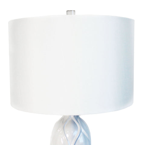 Urban Designs White Waved Ceramic 26" Table Lamp with Shade - Set of 2