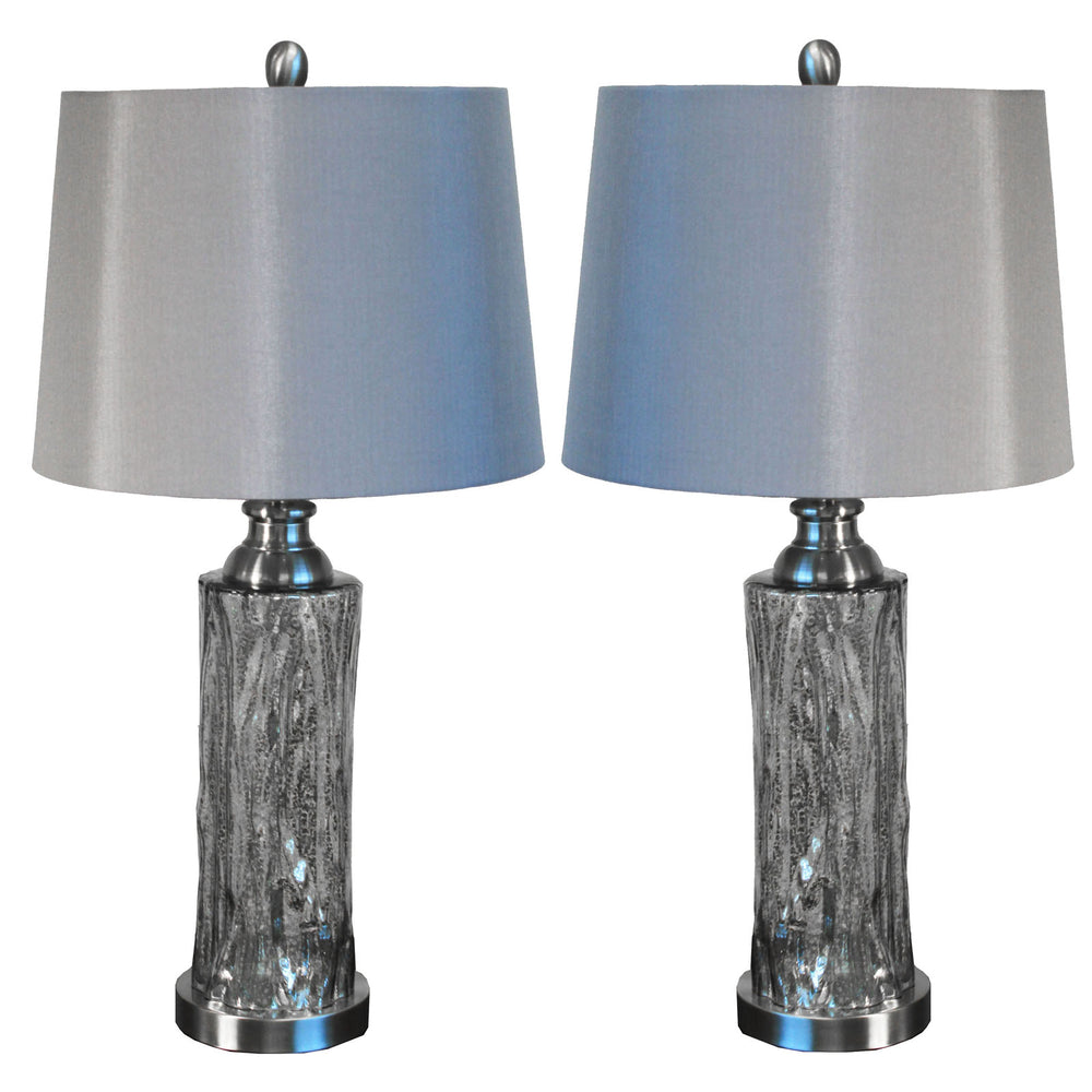 Urban Designs Quicksilver 26" Glass Table Lamp with Shade - Set of 2