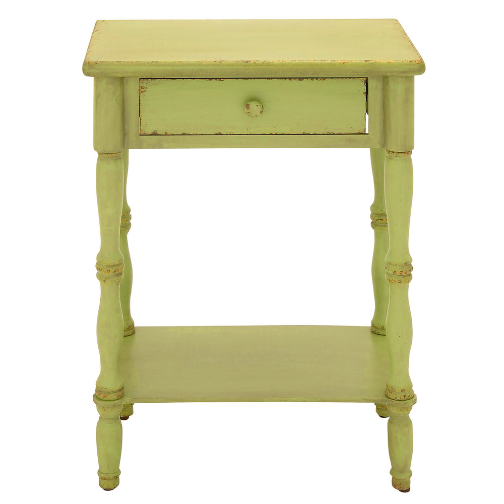 Urban Designs Laurie 31" Distressed Wooden Nightstand with Drawer - Green