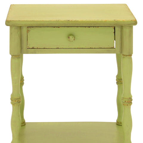 Urban Designs Laurie 31" Distressed Wooden Nightstand with Drawer - Green