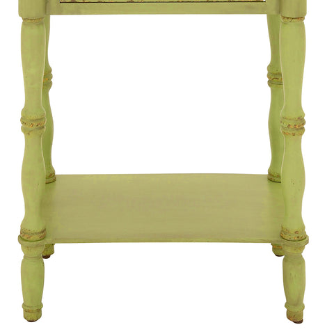 Urban Designs Laurie 31" Distressed Wooden Nightstand with Drawer - Green
