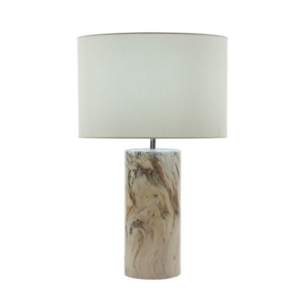 Urban Designs Column Marble Ceramic Silver Table Lamp