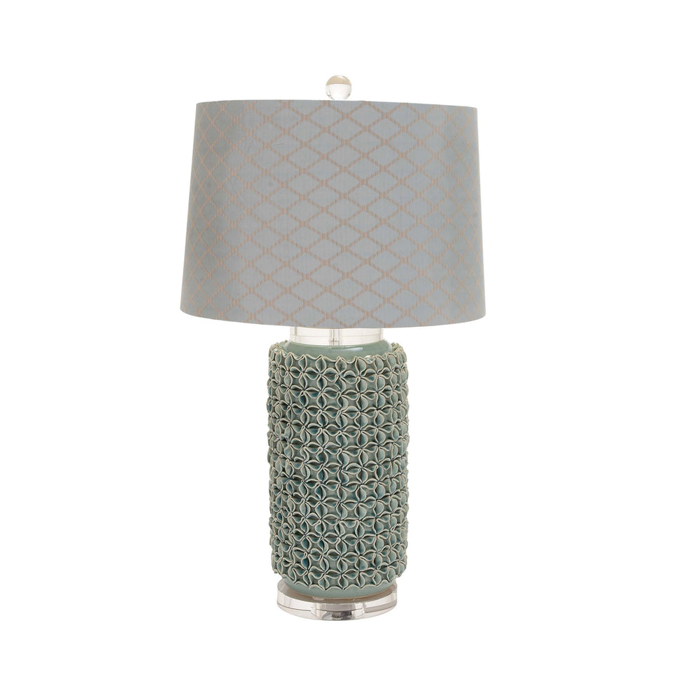 Urban Designs Hand-crafted Ceramic Floral Table Lamp - Teal