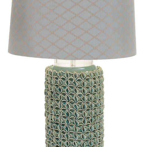 Urban Designs Hand-crafted Ceramic Floral Table Lamp - Teal