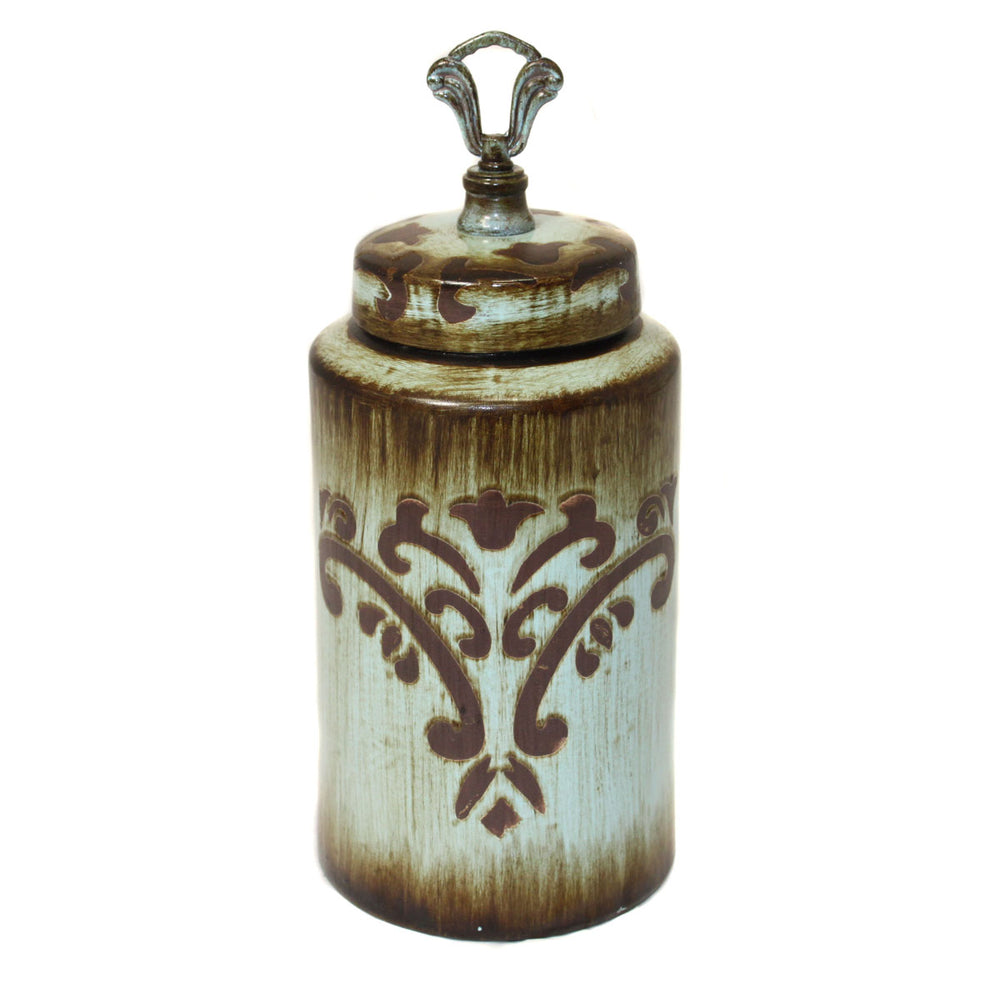 Urban Designs Patmos 16" Tall Ceramic Decorative Accent Jar - Turquoise