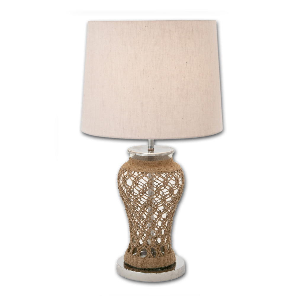 Urban Designs 28-Inch Clear Glass and Jute Table Lamp