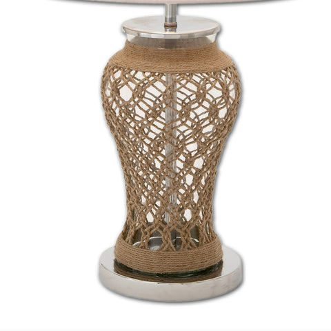 Urban Designs 28-Inch Clear Glass and Jute Table Lamp