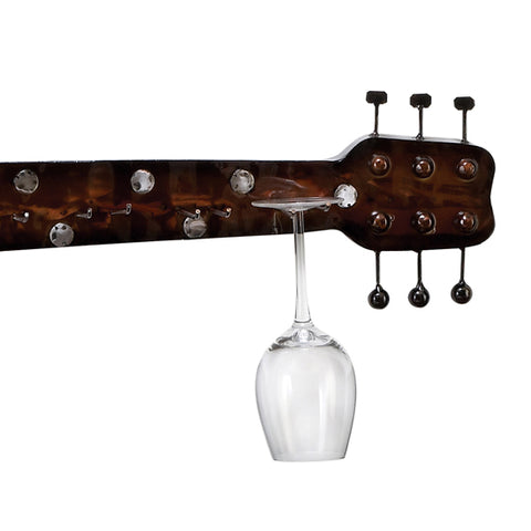 Urban Designs Kingston Wall Mounted Sunburst Metal Guitar 2-Bottle Wine Rack and Glass Holder