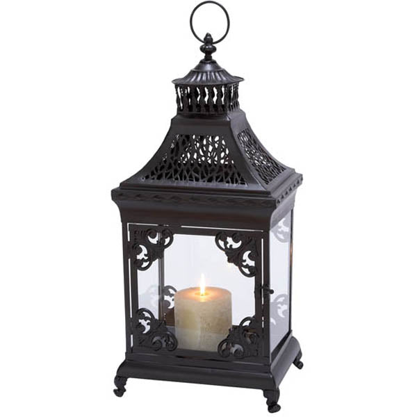 Urban Designs Powder Coated Black Metal Antique-Style Lantern Candle Holder