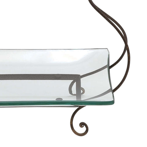 Urban Designs The Gordon Rectangular Glass Serving Tray with Metal Stand