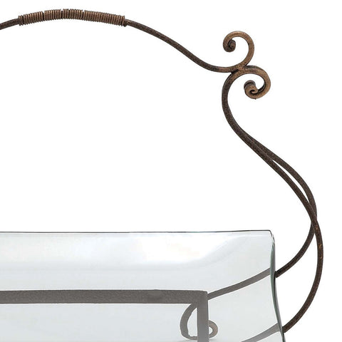 Urban Designs The Gordon Rectangular Glass Serving Tray with Metal Stand