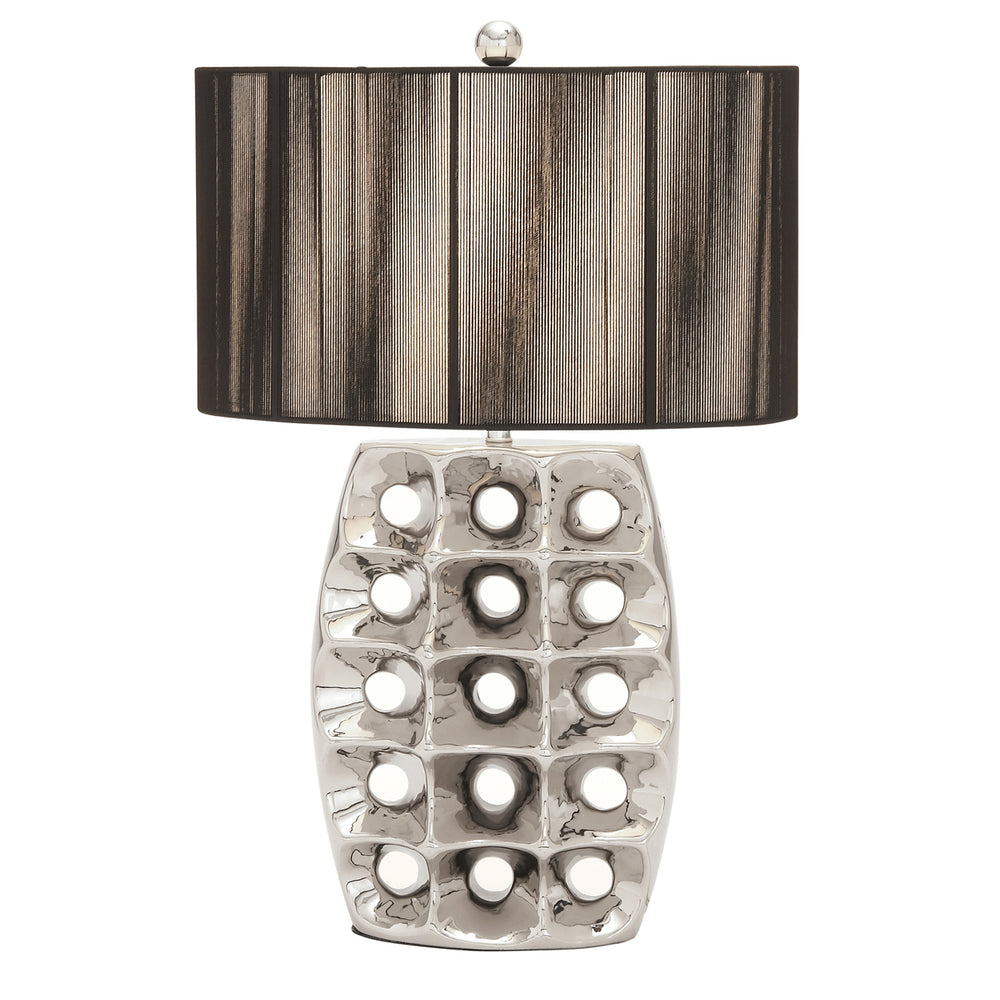 Urban Designs Artisan 28" High Brushed Silver Ceramic Table Lamp with Black Drum Shade