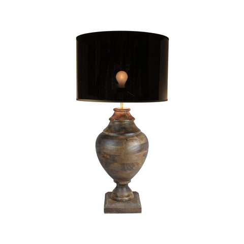 Urban Designs 34-Inch Handcrafted Round Wood and Drum Metallic Brown Table Lamp