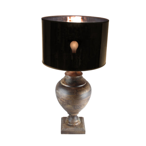 Urban Designs 34-Inch Handcrafted Round Wood and Drum Metallic Brown Table Lamp