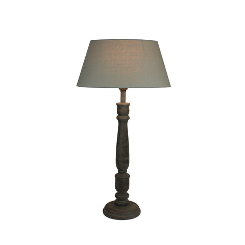 Urban Designs 27-Inch Rusted Wood and Oval Fabric Gray Table Lamp