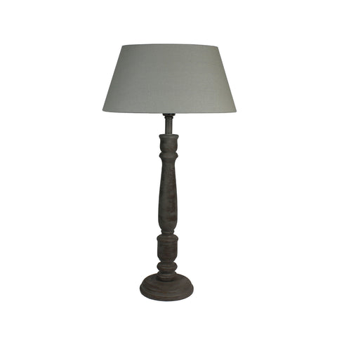Urban Designs 27-Inch Rusted Wood and Oval Fabric Gray Table Lamp