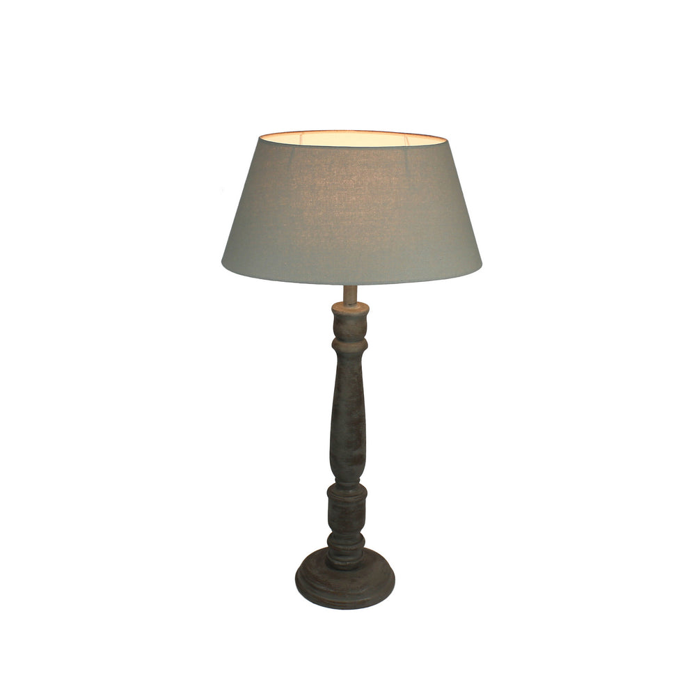 Urban Designs 27-Inch Rusted Wood and Oval Fabric Gray Table Lamp