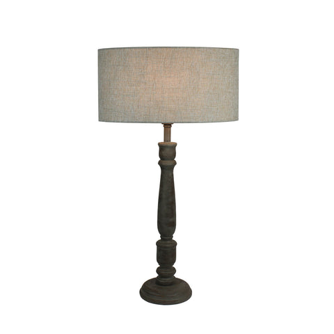 Urban Designs 27-Inch Rusted Greywash Wood And Oval Beige Table Lamp