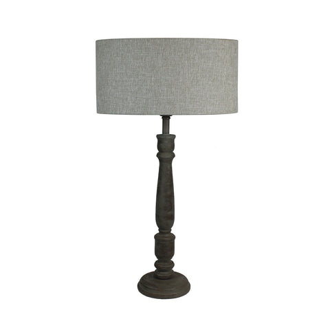 Urban Designs 27-Inch Rusted Greywash Wood And Oval Beige Table Lamp