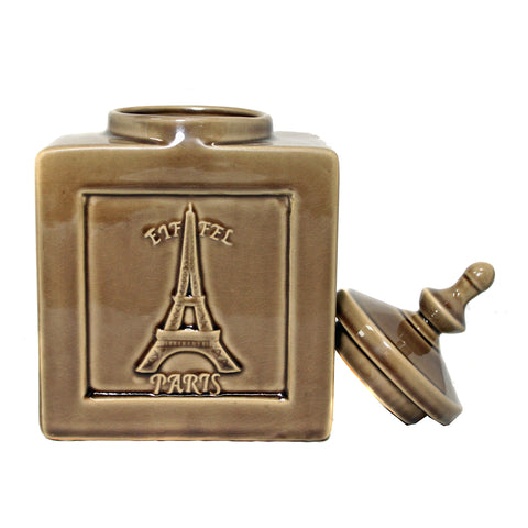 Urban Designs Eiffel Paris 9" Decorative Ceramic Accent Jar - Cracked Brown