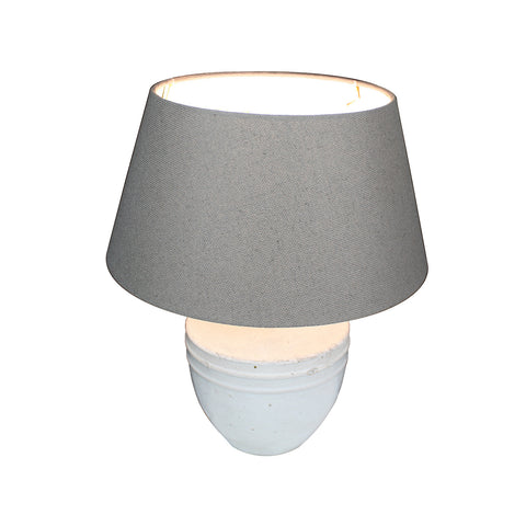 Urban Designs 17-Inch Antique White Ceramic and Round Brown Textile Table Lamp